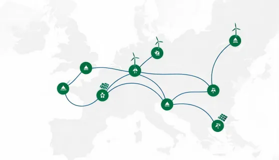Renewable energy project support map illustration