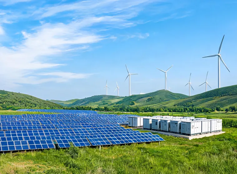 Renewable energy project with solar array and battery storage